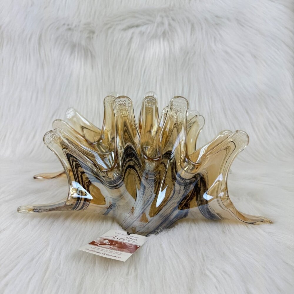 1 New Creazioni Exclusive Linea Astuni Murano Style Glass Napkin Holder Italy